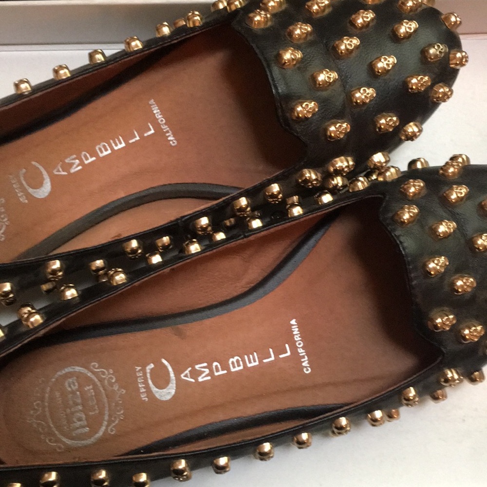 Jeffrey Campbell Black Flats with Gold Studs